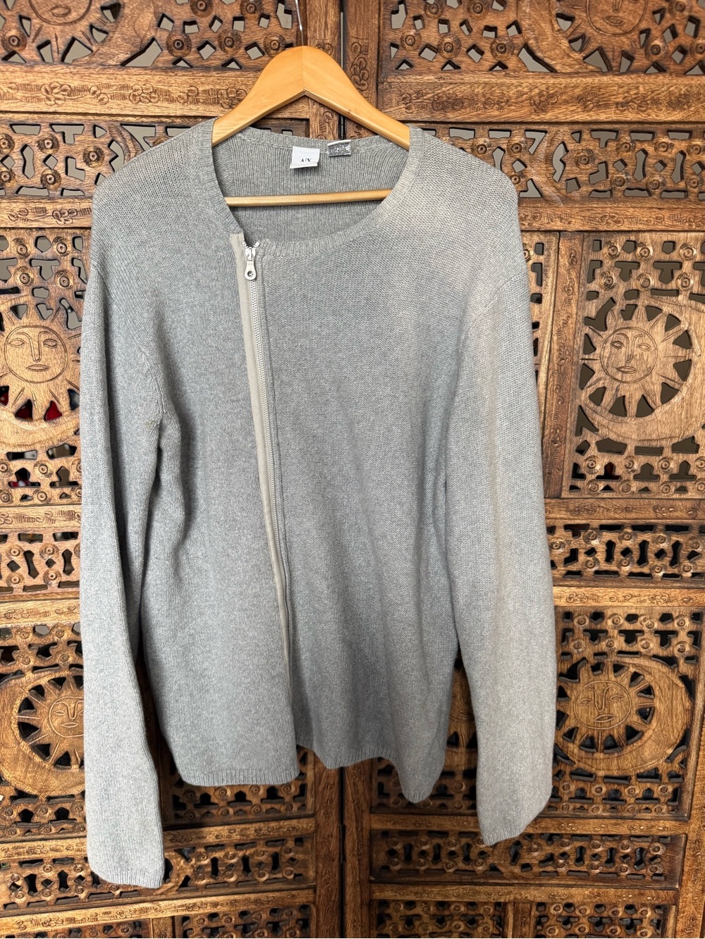 Vintage A|X Armani Exchange Gray Asymmetrical Zip Sweater Cardigan XL